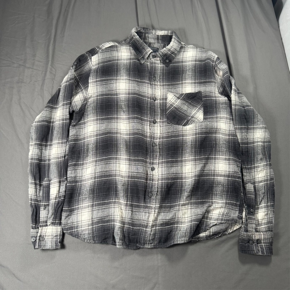 Jackson Hole Shirt Mens Large White Plaid Flannel Button Down Long Sleeve Pocket